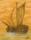 desenho barco a giz pastel