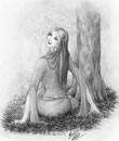 elf lady pencil drawing